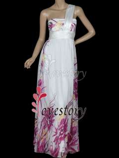 Printed Purple One Shoulder Hot Sale Maxi Evening Prom Dresses 09263 
