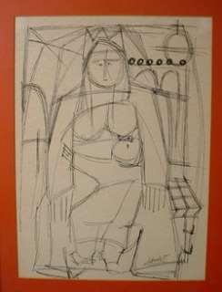 ABSTRACT EAMES ERA MID CENTURY MODERNIST DRAWING*OUEEN*  