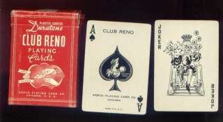 VINTAGE DURATONE CLUB RENO PLAYING CARDS ARRCO PLAYING CARD CO CHICAGO 