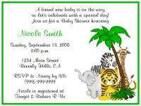 Personalized JUNGLE ANIMALS Baby Shower Invitations  