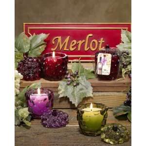 Pack of 6 Grape Etched Glass Merlot Scented Jar Candles 