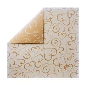 Double Sided Wedding Paper 12X12 Hearts Gold Arts 