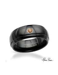 Henri Purec Titanium 0.1 CTW Sapphire Band Mens Ring. Ring Size 11 