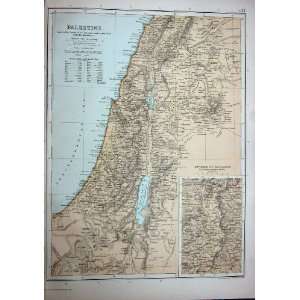  c1910 MAP PALESTINE ENVIRONS JERUSALEM DEAD SEA