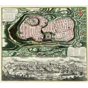  JERUSALEM ISREAL THE HOLY CITY MAP CIRCA 1735