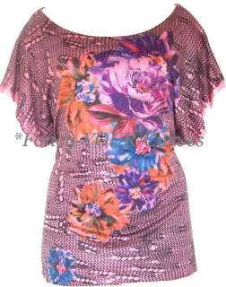 NEW Floral SUBLIMATION Tunic RHINESTONE Dress Top 2X 18 20 Women Pink 