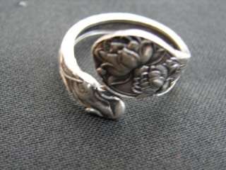GORHAM STERLING SILVER FLORAL SPOON RING  