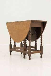 Antique Scottish Oak Drop Leaf Gateleg Table With Oval Top on Barley 