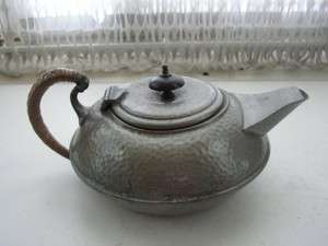 AntiqueRare Craftsman Sheffield Hammered Pewter Teapot  