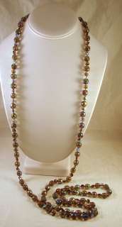 Vintage RARE 60 LONG AB Gray Crystal Necklace UNIQUE  