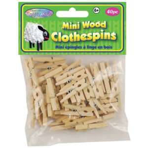  Natural Mini Clothespins, 40 Pack 