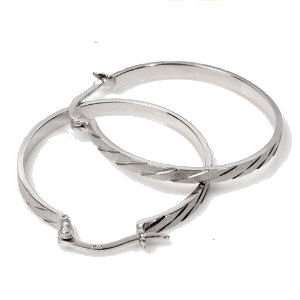  Sterling Silver Diamond Cut Hoop Earrings (2 diameter 
