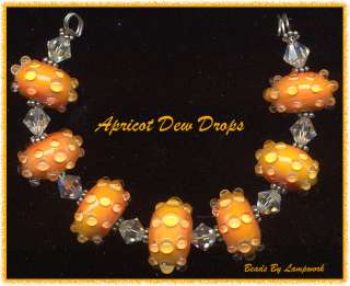 Apricot Yellow Lampwork Beads Handmade Bead Set  