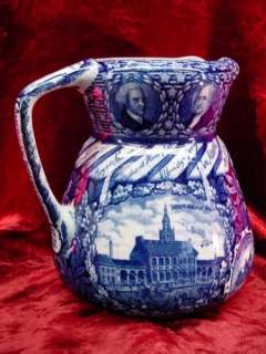 Antique 1776 Rowland Marsellus HISTORICAL PITCHER Staffordshire BLUE 