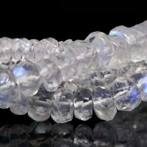  Rainbow Moonstone Faceted Rondelle, AA Grade Approx. 3.5mm average 
