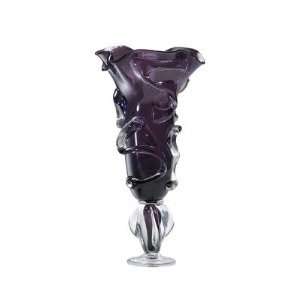    Large Art Glass Vase in Tyrian Purple and Clear