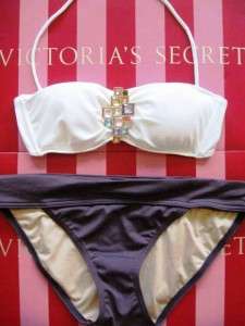  Sexy VICTORIAS SECRET Sparkle Gem Balconet Bandeau Bikini Medium Large