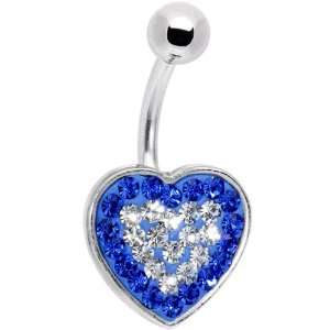  Sapphire Blue Jeweled Adoration Heart Belly Ring Jewelry