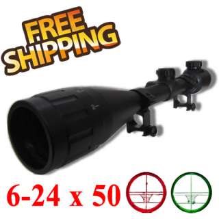 NEW TACTICAL 6 24x50 RED/GREEN MIL DOT QUALITY SNIPER RIFLE SCOPE w 
