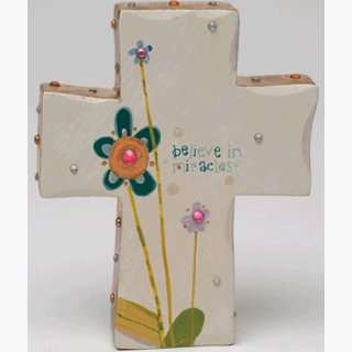  Believe in Miracles Sparkle Wooden Cross