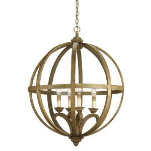 Currey & Company 9015 Axel 4 Light Chandeliers in Chestnut Wood 
