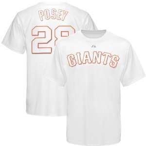   San Francisco Giants #28 Buster Posey White On White Player T shirt