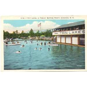 1920s Vintage Postcard   Twin Lakes Bathiing Resort   Columbia South 