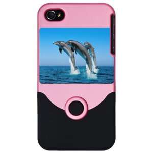  iPhone 4 or 4S Slider Case Pink Dolphins Dancing 