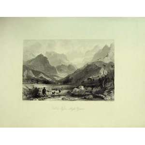  Val Azun High Pyrenees France Allom Antique Print C1852 