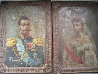 Antique RUSSIA portrait Empess Alexandra and tzar Nikolay  