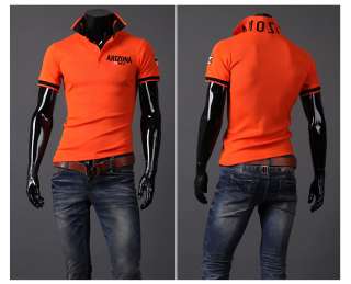   Fashion Slim Fit Short Sleeve Polo Collar T Shirts Tops L XL  