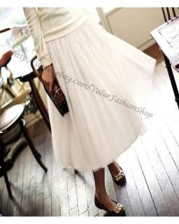   Summer Gauze Mesh Tulle Full Petticoat Pleated Long Skirt  