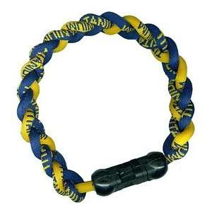  Titanium Ionic Braided Wristband   Navy Blue/Gold Sports 