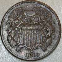 Two Cent Piece 1869 scratched  