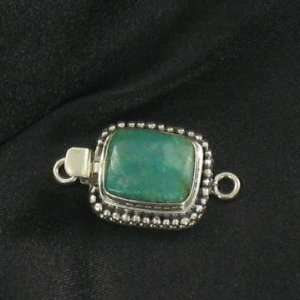   LAKE TURQUOISE EMERALD GREEN CLASP STERLING CUSHION~ 