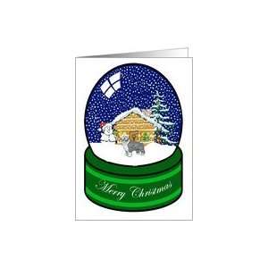  Snow Globe Old English Sheepdog Merry Christmas Card Card 
