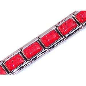 Red Shimmer Italian Charm Bracelet Jewelry