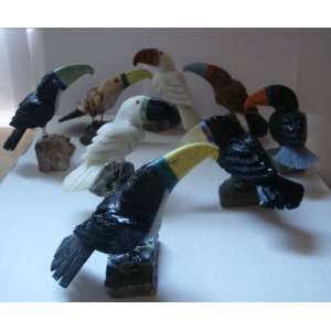  Set of Eight Natural Stone Toucans 3.75h 