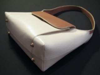 TUSK Shoulder Bag Off White and Tan Leather MUST SEE  