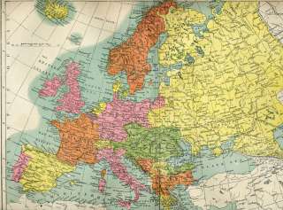 Europe Austria Spain Russia Antique Map 1889  