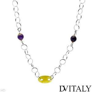 DV ITALY Gold Plated Silver 21.4 CTW Amethyst and Simulated Gems 