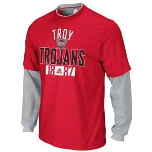 Troy Trojans adidas Red Splitter Long Sleeve 2 Fer Thermal Top
