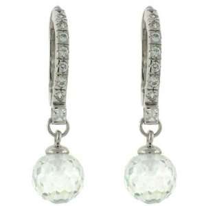    Sterling Silver with Cubic Zirconia Ball Drop Earrings Jewelry
