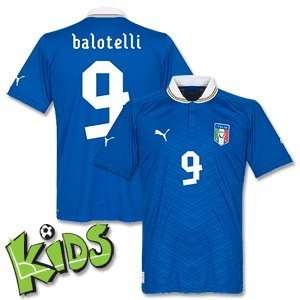  12 13 Italy Home Jersey + Balotelli 9 (Fan Style)   Boys 