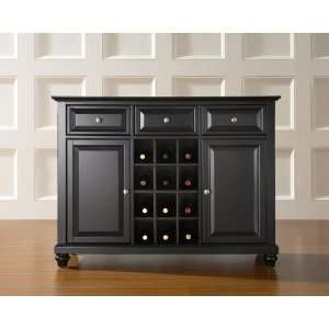   Buffet Server / Sideboard Cabinet with Wine Storage (Black Finish