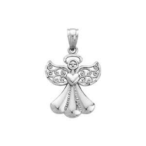  Filigree Angel Charm in 14K White Gold Jewelry