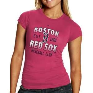  Majestic Boston Red Sox Ladies Pink Gradient T shirt 