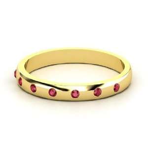 Button Band, 14K Yellow Gold Ring with Ruby