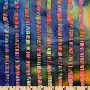  44 Wide Batik Mirage Bar Stripe Purple/Aqua Fabric By 