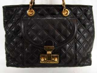 NWT MARC JACOBS Black Astor QUILTED Lambskin Leather SATCHEL BAG PURSE 